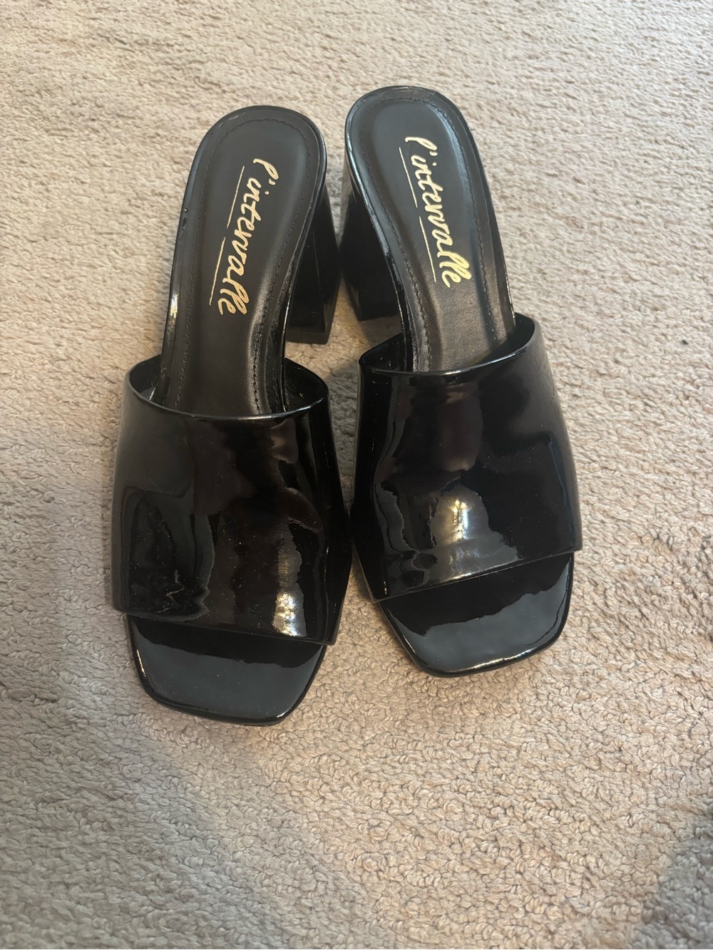 Black Patent Mule Heels